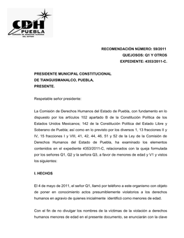 4353/2011-C. Presidente Municipal Constitucional De