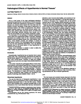 Pathological Effects of Hyperthermia in Normal Tissues1