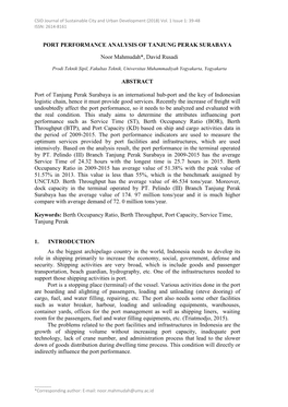 Port Performance Analysis of Tanjung Perak Surabaya