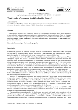 World Catalog of Extant and Fossil Chaoboridae (Diptera)