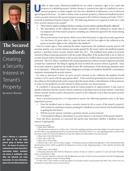 The Secured Landlord: Creating a Security Interest in Tenant's Property