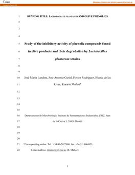 Study of the Inhibitory Activity of Phenolic Compounds Found in Olive