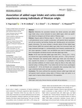 Association of Added Sugar Intake and Caries-Related Experiences Among Individuals of Mexican Origin