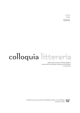 Colloquia Litteraria 1.DRUK__0.Pdf