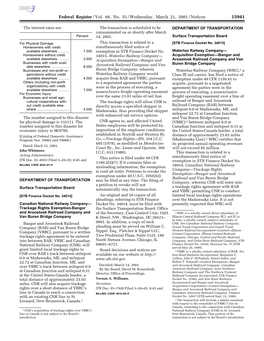 Federal Register/Vol. 66, No. 55/Wednesday, March 21, 2001