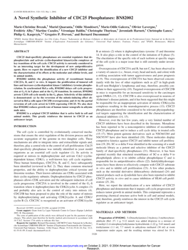 A Novel Synthetic Inhibitor of CDC25 Phosphatases: BN82002