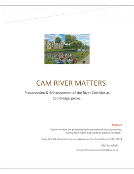 CAM RIVER MATTERS Preservation & Enhancement of the River Corridor As Cambridge Grows