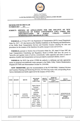 Implementation Ot Public Utility Yehicle Modernization Program (Puymp)