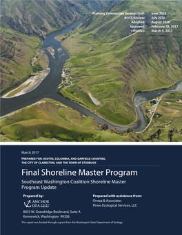 Final Shoreline Master Program Southeast Washington Coalition Shoreline Master Program Update