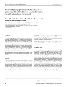 Automated Petrography Analysis by QEMSCAN® of a Garnet-Staurolite Schist of the San Lorenzo Formation, Sierra Nevada De Santa Marta Massif