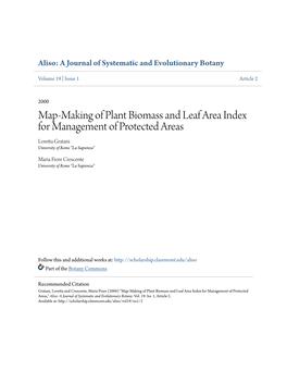 Map-Making of Plant Biomass and Leaf Area Index for Management of Protected Areas Loretta Gratani University of Rome 