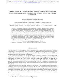 A K-MER PAINTING APPROACH for METAGENOMIC TAXONOMIC PROFILING and QUANTIFICATION of NOVEL STRAIN VARIATION