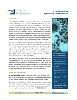 In Vitro Toxicology Cytotoxicity and Mechanism