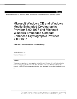 Microsoft Windows CE and Windows Mobile Enhanced Cryptographic
