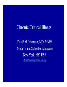 Chronic Critical Illness