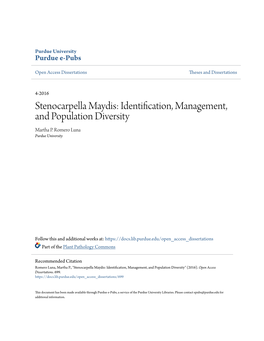 Stenocarpella Maydis: Identification, Management, and Population Diversity Martha P