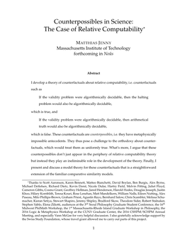 Counterpossibles in Science: the Case of Relative Computability*