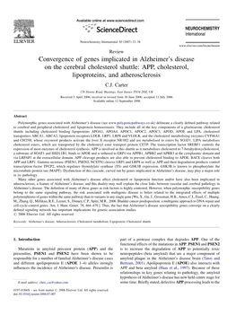 Convergence of Genes Implicated in Alzheimer's Disease on the Cerebral