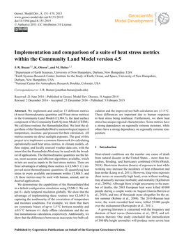 Implementation and Comparison of a Suite of Heat Stress Metrics Within the Community Land Model Version 4.5