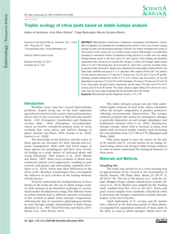 Trophic Ecology of Citrus Pests Based on Stable Isotope Analysis