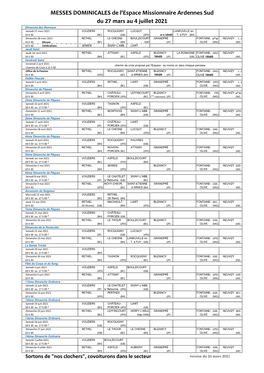 MESSES DOMINICALES De L'espace Missionnaire Ardennes Sud Du 27