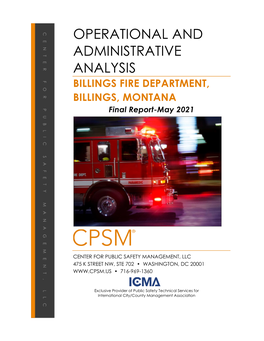 Center for Public Safety Management Operational and Administrative Analysis, May 2021