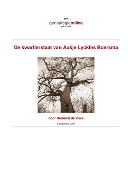 De Kwartierstaat Van Aukje Lyckles Boersma