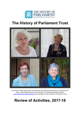 The History of Parliament Trust Review of Activities, 2017-18