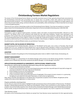 Farmers Market Vendor Regulations