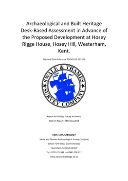 Archaeological and Built Heritage Report Hosey Rigge Westerham