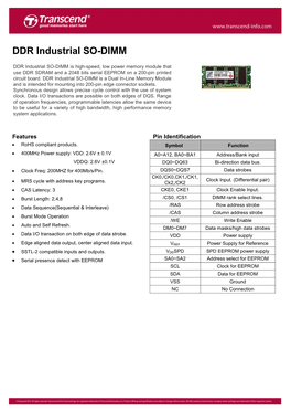 DDR Industrial SO-DIMM