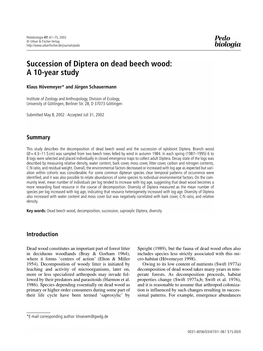Succession of Diptera on Dead Beech Wood: a 10-Year Study