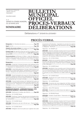 Bulletin Municipal Officiel Procès-Verbaux