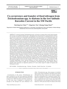 Co-Occurrence and Transfer of Fixed Nitrogen from Trichodesmium Spp