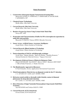 Poster Presentation 1. Construction of Inorganic-Organic Nanostructured