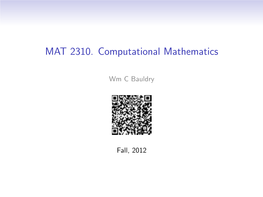 MAT 2310. Computational Mathematics