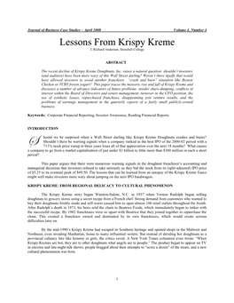 Lessons from Krispy Kreme J