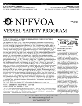 NTSB: OVERLOADING, ALTERED STABILITY LINKED to TENDER SINKING Michael Crowley, September 17, 2019