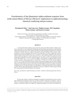 Geochemistry of Late Quaternary Tephra-Sediment