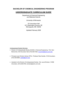 Undergraduate Curriculum Guide