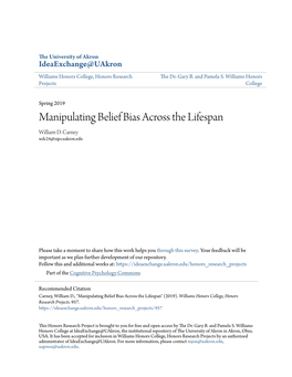 Manipulating Belief Bias Across the Lifespan William D