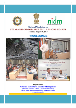 Proceedings of National Workshop on "Uttarakhand Disaster 2013