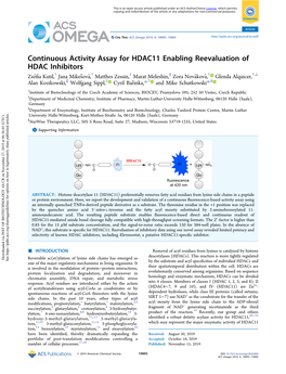 Continuous Activity Assay for HDAC11 Enabling Reevaluation of HDAC