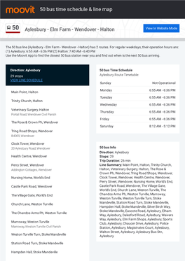 50 Bus Time Schedule & Line Route