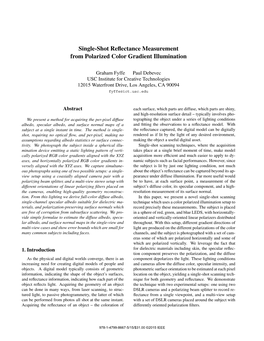 Single-Shot Reflectance Measurement from Polarized Color Gradient Illumination