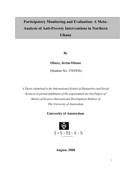 Analysis of Anti-Poverty Interventions in Northern Ghana