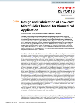Design and Fabrication of Low-Cost Microfluidic Channel for Biomedical Application