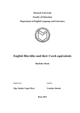 English Film Titles and Their Czech Equivalents