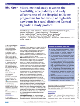 Mixed- Method Study to Assess the Feasibility, Acceptability and Early Effectiveness of the Hospital to Home Programme for Follo