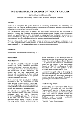 The Sustainability Journey of the City Rail Link